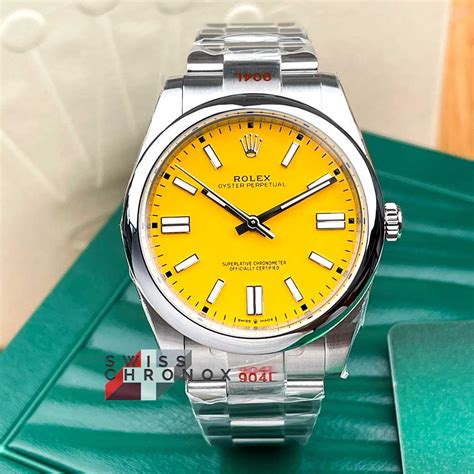 rolex oyster perpetual 41 yellow|rolex oyster perpetual 2020 price.